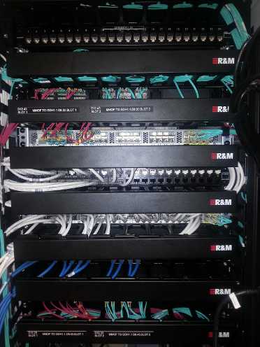 A photograph of one of the new computer room's patch panels